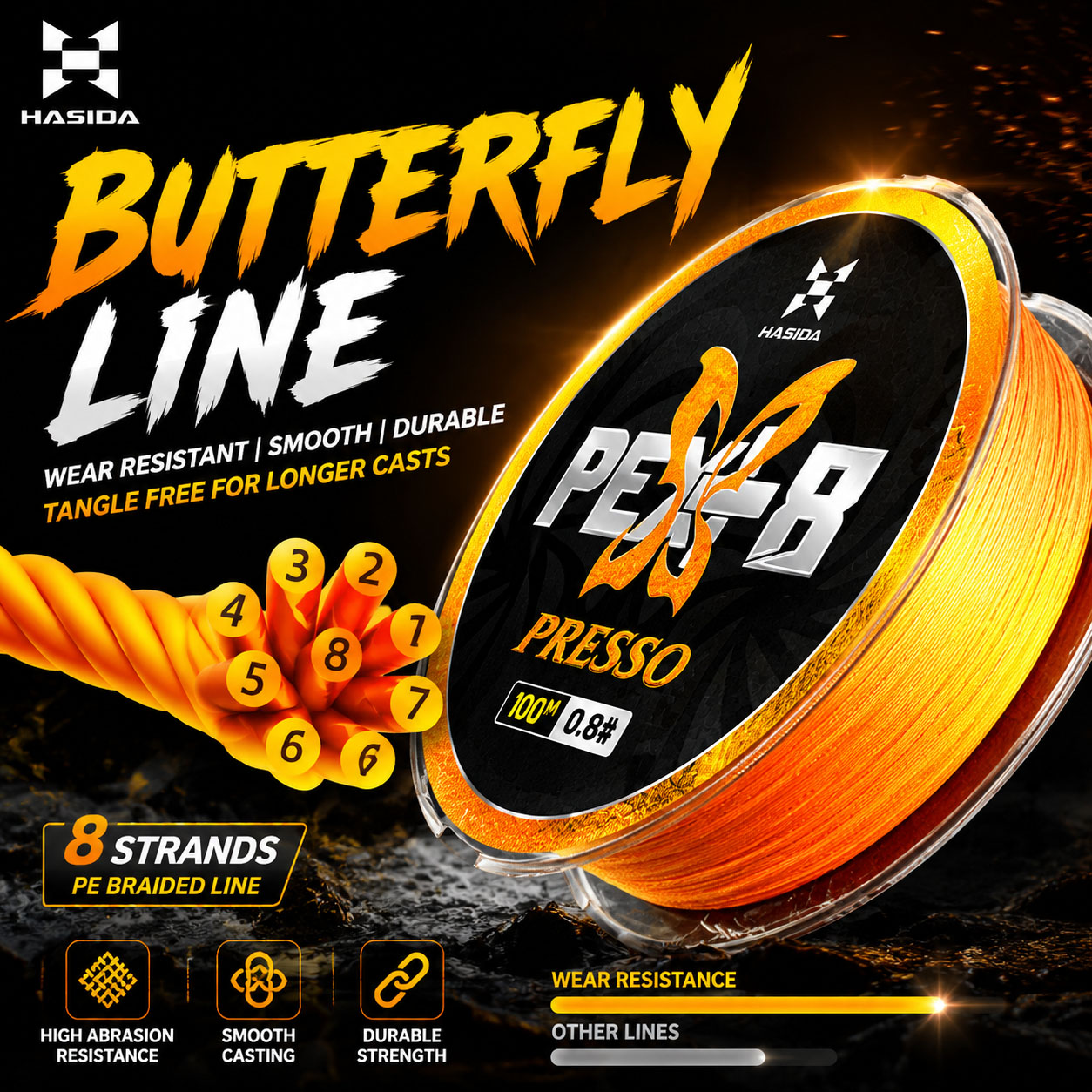 خيط صيد HASIDA Butterfly بطول  - مراجعة Copolymer Line وسعره